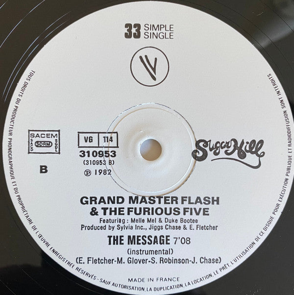 Grandmaster Flash & The Furious Five : The Message (12", Single, Ltd)