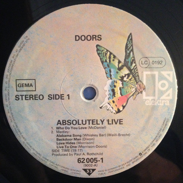 The Doors : Absolutely Live (2xLP, Album, RE, But)
