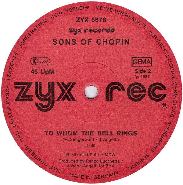 Sons Of Chopin : On The Road With Hemingway (12")