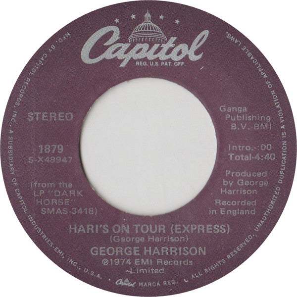 George Harrison : Ding Dong; Ding Dong / Hari's On Tour (Express) (7", Single, RE, Win)