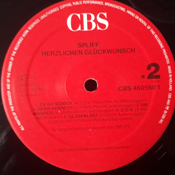 Spliff : Herzlichen Glückwunsch! (LP, Album, RE)