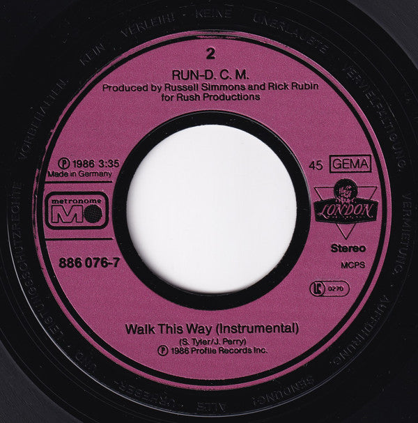 Run DMC* : Walk This Way (7", Single)