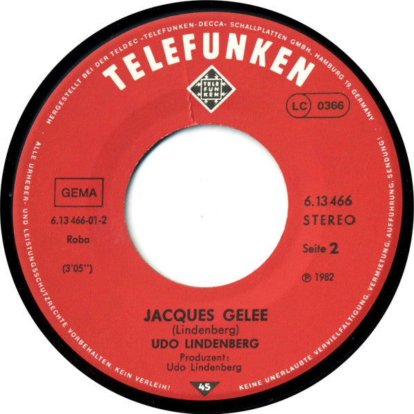 Udo Lindenberg : Bei Uns In Spananien (7", Single)