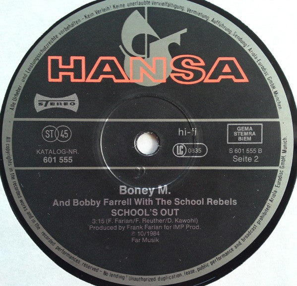 Boney M. And Bobby Farrell With The School-Rebels* : Happy Song (Clubmix) (12", Maxi, Bar)