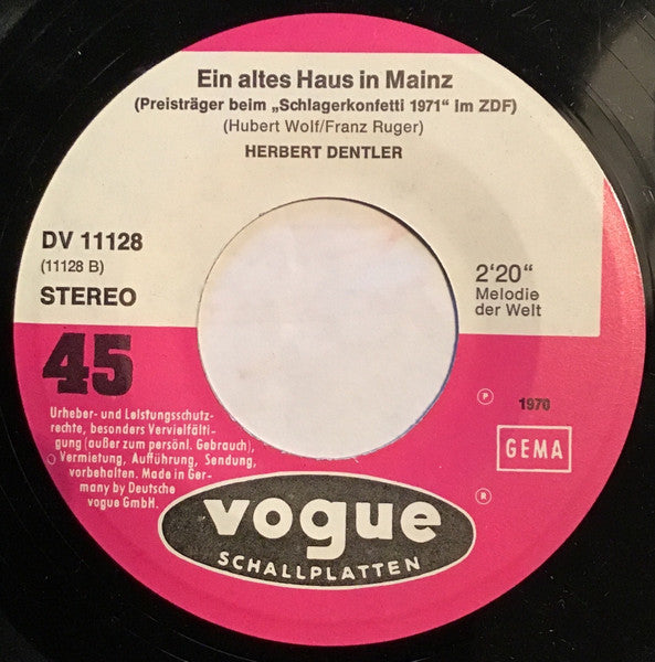 Herbert Dentler : Auf Die Bäume Ihr Affen! (7", RE)