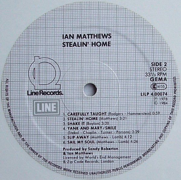 Ian Matthews* : Stealin' Home (LP, Album, Whi)