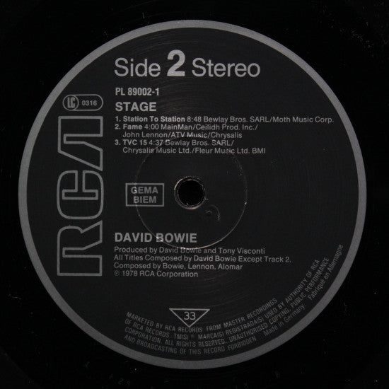 David Bowie : Stage (2xLP, Album, RE, Ste)
