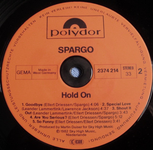 Spargo : Hold On (LP, Album)