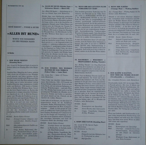 René Bardet - Poesie & Musik* : Alles Ist Rund - Worte Von Indianern An Den Weissen Mann (LP)