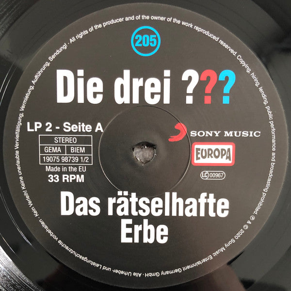 Marco Sonnleitner : Die Drei ??? 205 · Das Rätselhafte Erbe (2xLP)