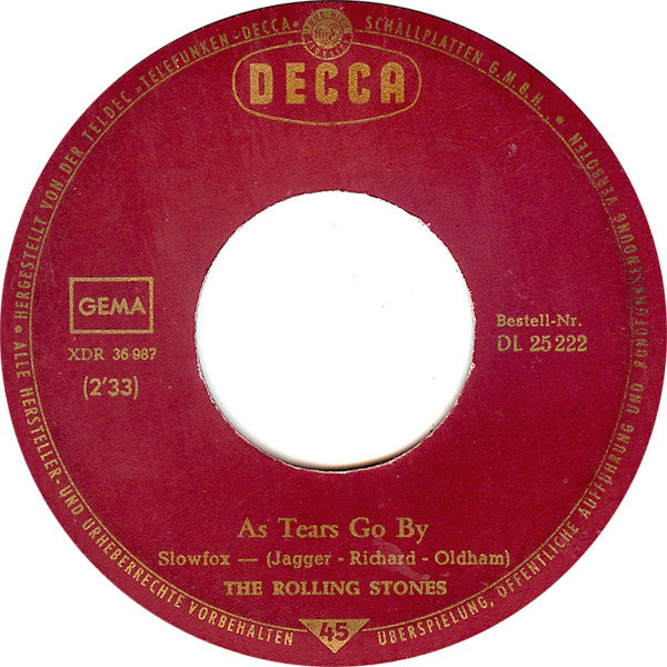 The Rolling Stones : 19th Nervous Breakdown / As Tears Go By (7", Single)