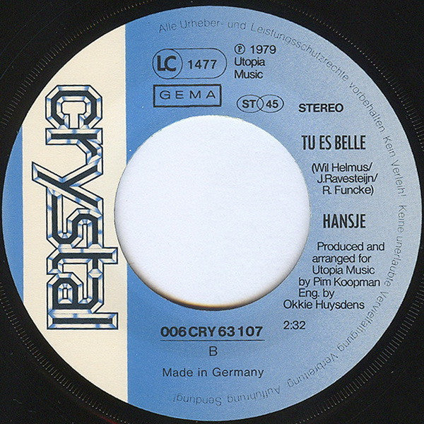 Hansje* : Automobile (7", Single)