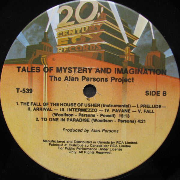 The Alan Parsons Project : Tales Of Mystery And Imagination (LP, Album, RE)