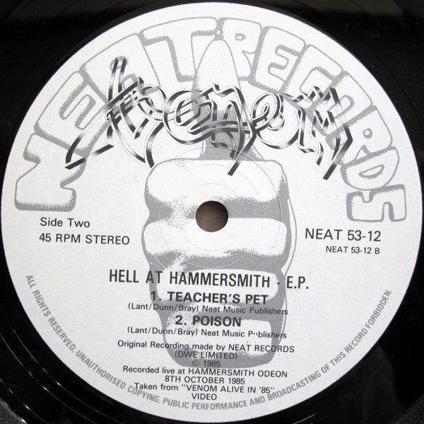 Venom (8) : Hell At Hammersmith EP (12", EP, Ltd)