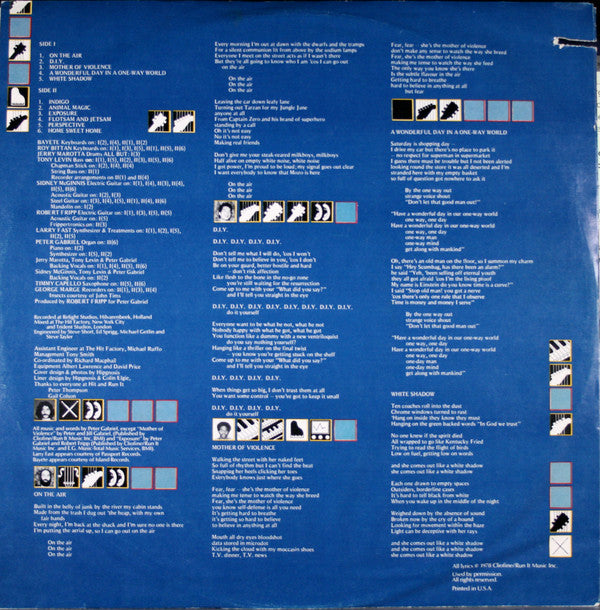 Peter Gabriel : Peter Gabriel (LP, Album, RI )