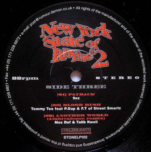 Various : New York State Of Rhyme #2 (2xLP, Comp)