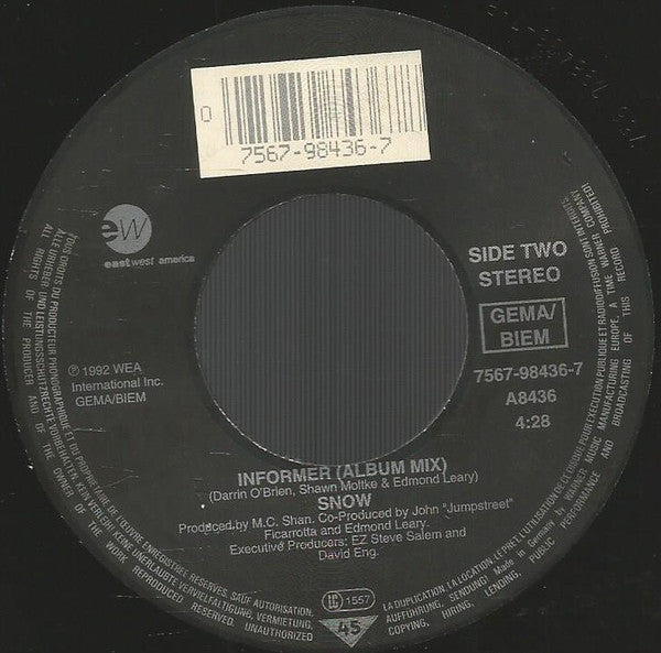 Snow (2) : Informer (7", Single, Lar)