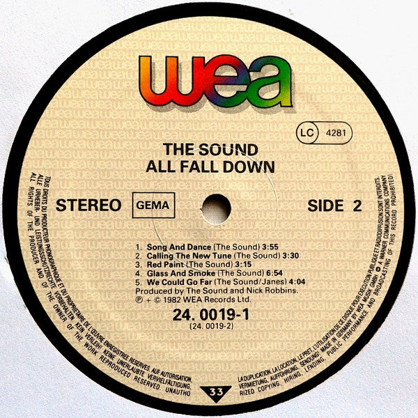 The Sound (2) : All Fall Down (LP, Album)