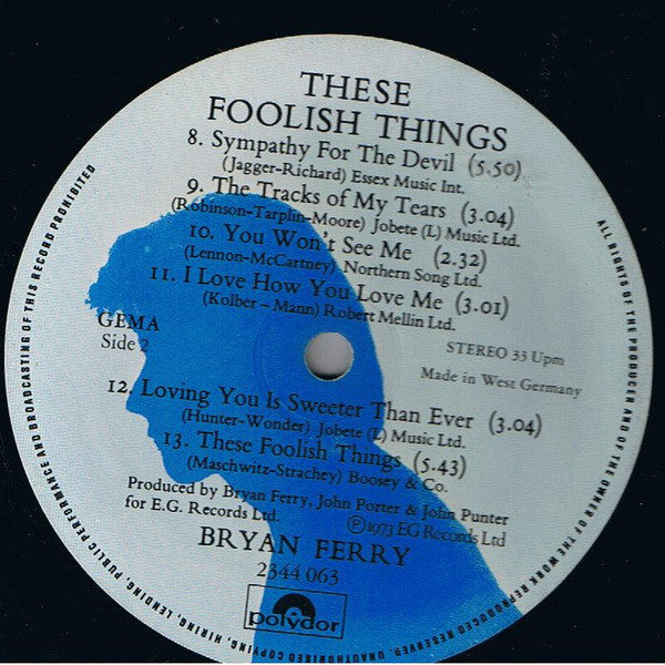 Bryan Ferry : These Foolish Things (LP, Album, RE)