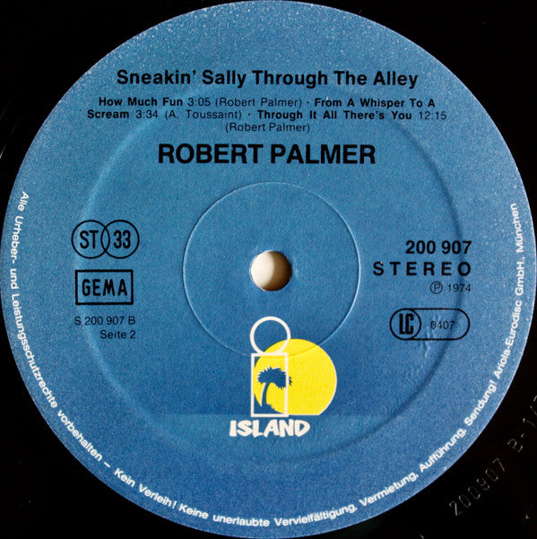Robert Palmer : Sneakin' Sally Through The Alley (LP, Album, RE)
