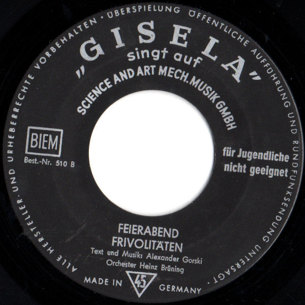 Gisela Jonas : Gruselsong / Feierabend / Frivolitäten (7")