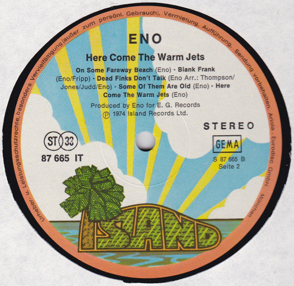 Brian Eno : Here Come The Warm Jets (LP, Album)