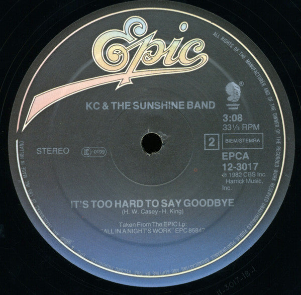 KC & The Sunshine Band : Give It Up / It's Too Hard To Say Goodbye (12", Maxi)