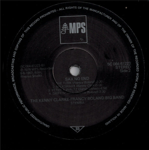 The Kenny Clarke - Francy Boland Big Band* : Sax No End (LP, Album, RE)