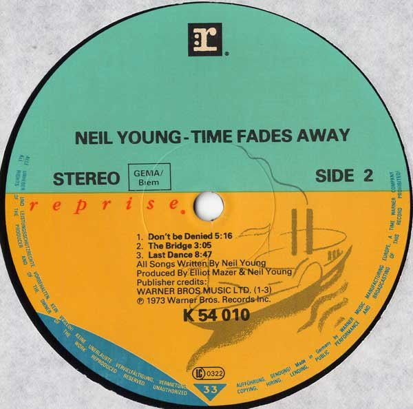 Neil Young : Time Fades Away (LP, Album, RE)