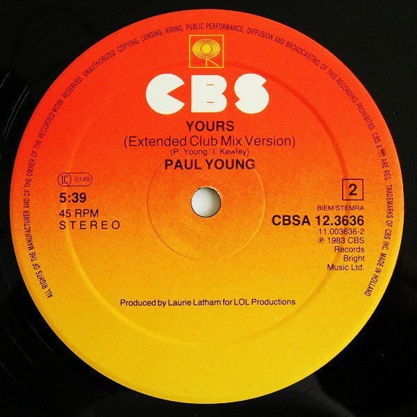 Paul Young : Come Back And Stay / Yours (Extended Club Mix Versions) (12", Maxi)