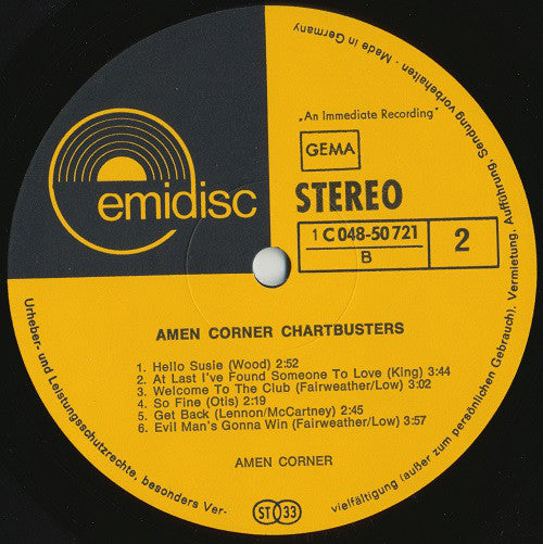 Amen Corner : Chart Busters (LP, Comp)