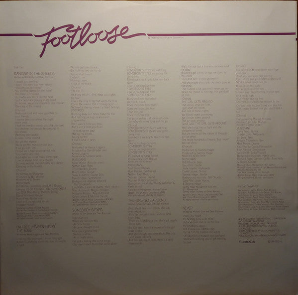Various : Footloose (Original Motion Picture Soundtrack) (LP, Album, RE)