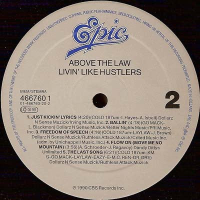 Above The Law : Livin' Like Hustlers (LP, Album)