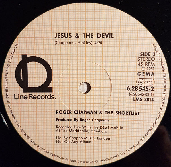 Roger Chapman And The Shortlist : Live In Hamburg (LP + LP, 45 + Flexi, 7", S/Sided + Album, Ltd)