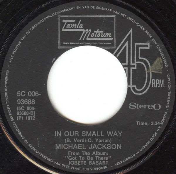 Michael Jackson : Ain't No Sunshine (7", Single, Yel)