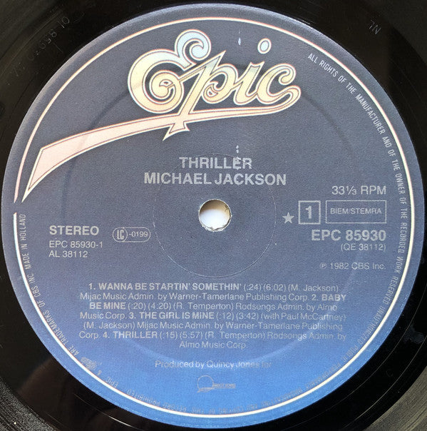 Michael Jackson : Thriller (LP, Album, Gat)