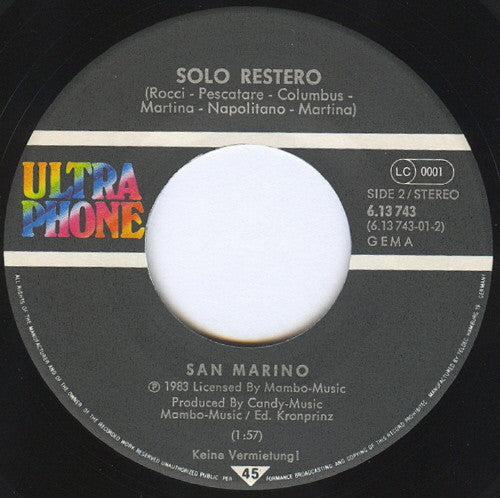 San Marino : Per Un Solo Momento (7", Single)