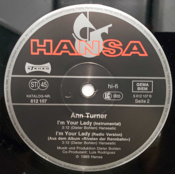 Ann Turner : I'm Your Lady (12", Maxi)