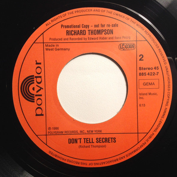 Richard Thompson : Shoot Out The Lights (7", EP, Promo)