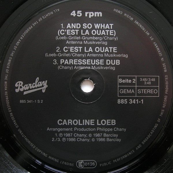 Caroline Loeb : C'est La Ouate (12", Maxi)
