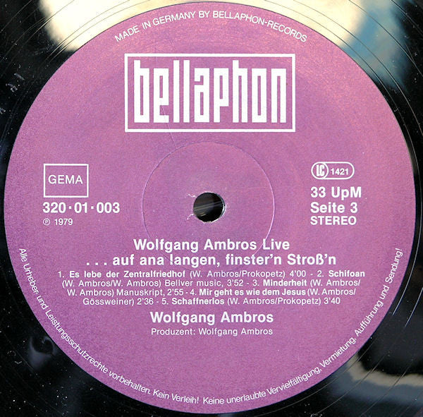 W. Ambros* : Live (...Auf Ana Langen, Finster'n Stroß'n) (2xLP, Album, RE)