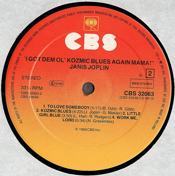 Janis Joplin : I Got Dem Ol' Kozmic Blues Again Mama! (LP, Album, RE)