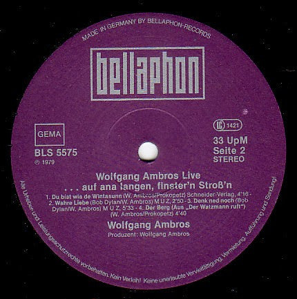 W. Ambros* : Live (...Auf Ana Langen, Finster'n Stroß'n) (2xLP, Album)