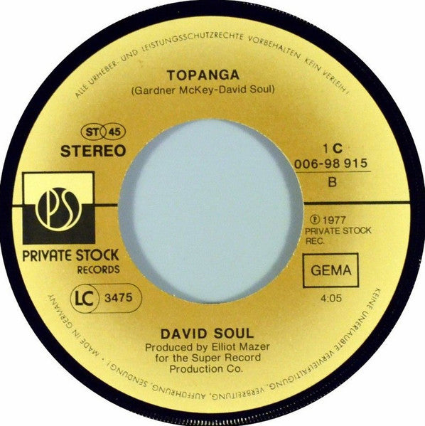 David Soul : Going In With My Eyes Open (7", Single)