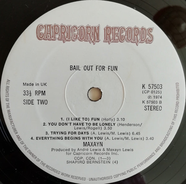 Maxayn : Bail Out For Fun! (LP, Album)