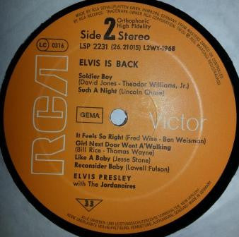 Elvis Presley : Elvis Is Back! (LP, Album, RE)