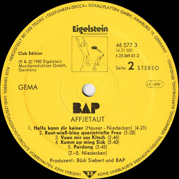 Wolfgang Niedecken's BAP* : Affjetaut (LP, Album, Club, RE)