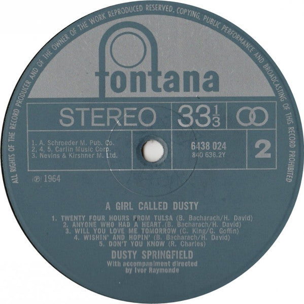 Dusty Springfield : A Girl Called Dusty (LP, Album, RE)