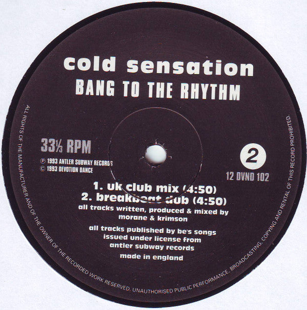 Cold Sensation : Bang To The Rhythm (12")