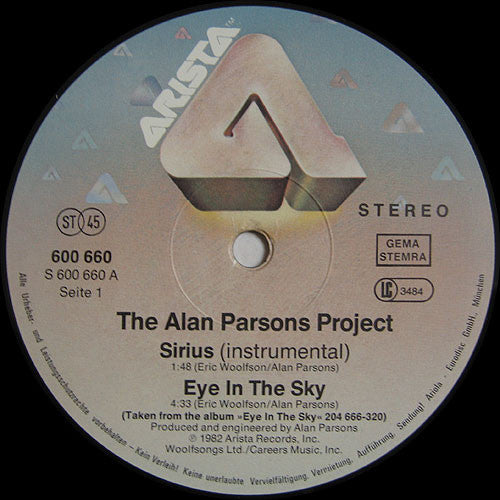 The Alan Parsons Project : Sirius - Eye In The Sky / Mammagamma (12", Maxi)